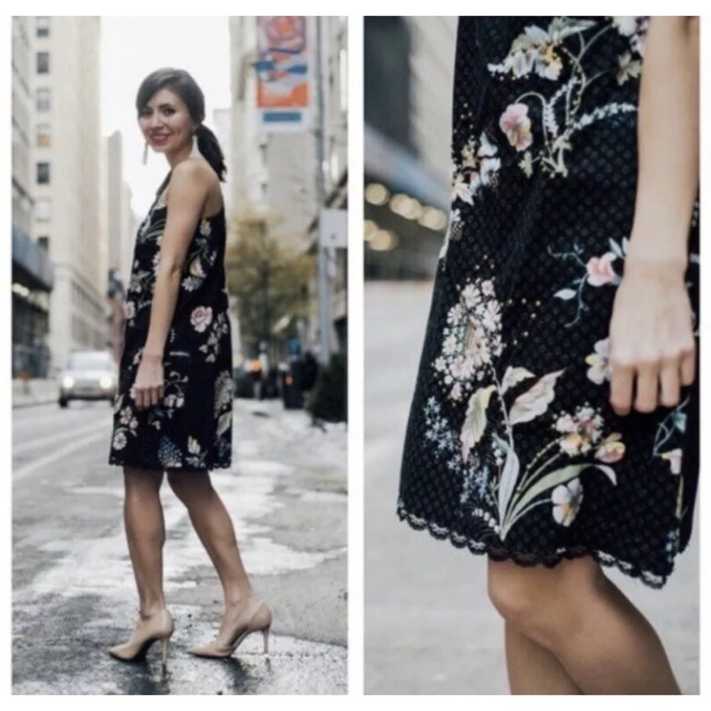 Anthropologie Maeve Off the Shoulder Embroidered Dress floral size 8 above knee